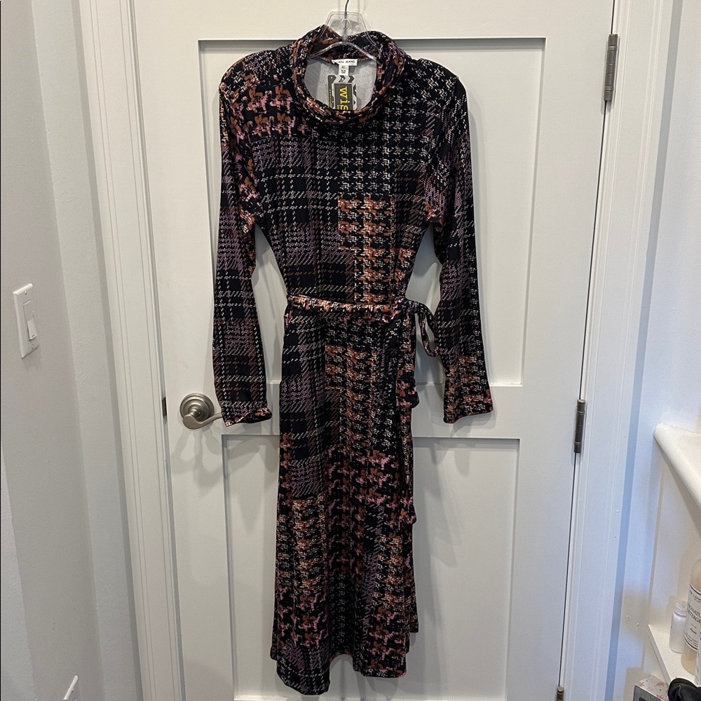 Tribal Jeans Lotus Turtleneck Midi Dress. NWT. Size Large